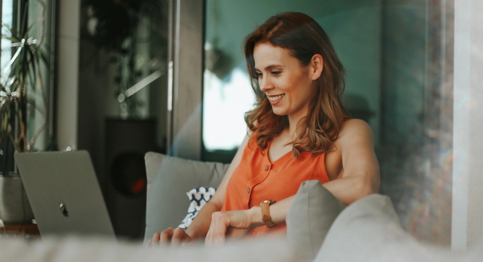 woman working on laptop